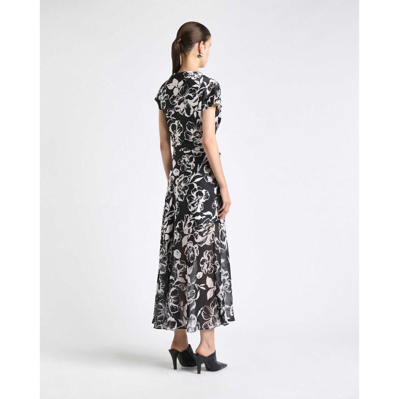 Cue Floral Two Tone Georgette Hem Spliced Midi Dress image number 1